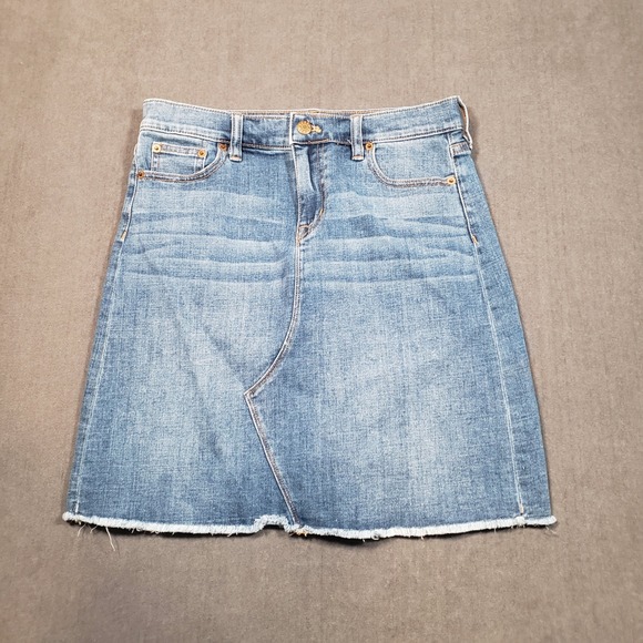 J.Crew Dresses & Skirts - J.Crew Denim Mini Skirt Womens 6 Blue Raw Hem Asymmetrical Seam H4917